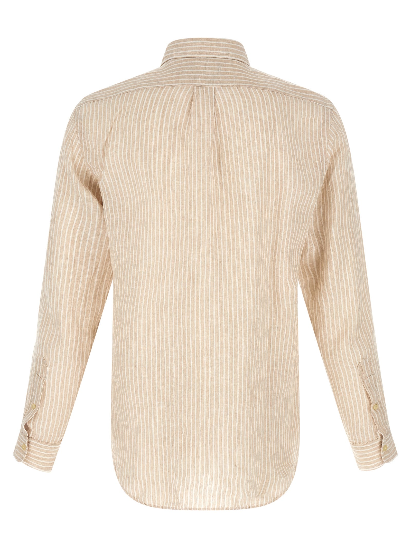 Polo Ralph Lauren Custom Fit Striped Linen Shirt Beige-thumbmail-2