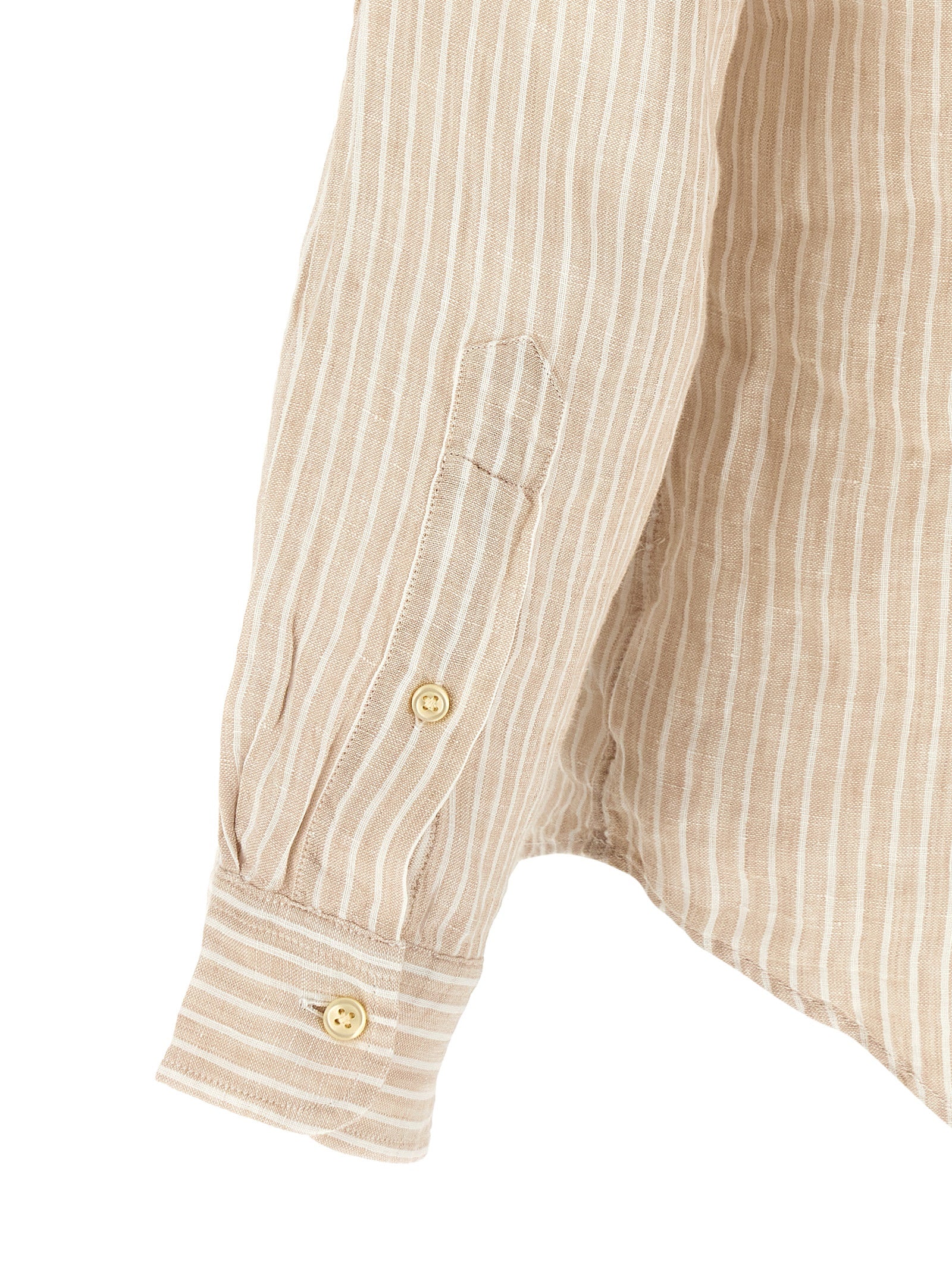 Polo Ralph Lauren Custom Fit Striped Linen Shirt Beige-thumbmail-4