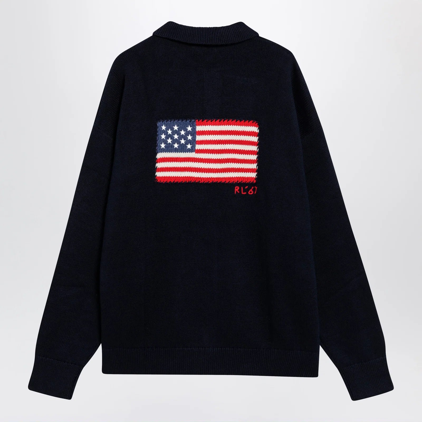 Polo Ralph Lauren Navy blue polo sweater with flag motif Topwear Polo Ralph Lauren