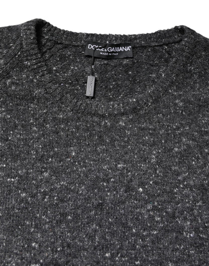 Dolce & Gabbana Gray Wool Knitted Round Neck Pullover Sweater
