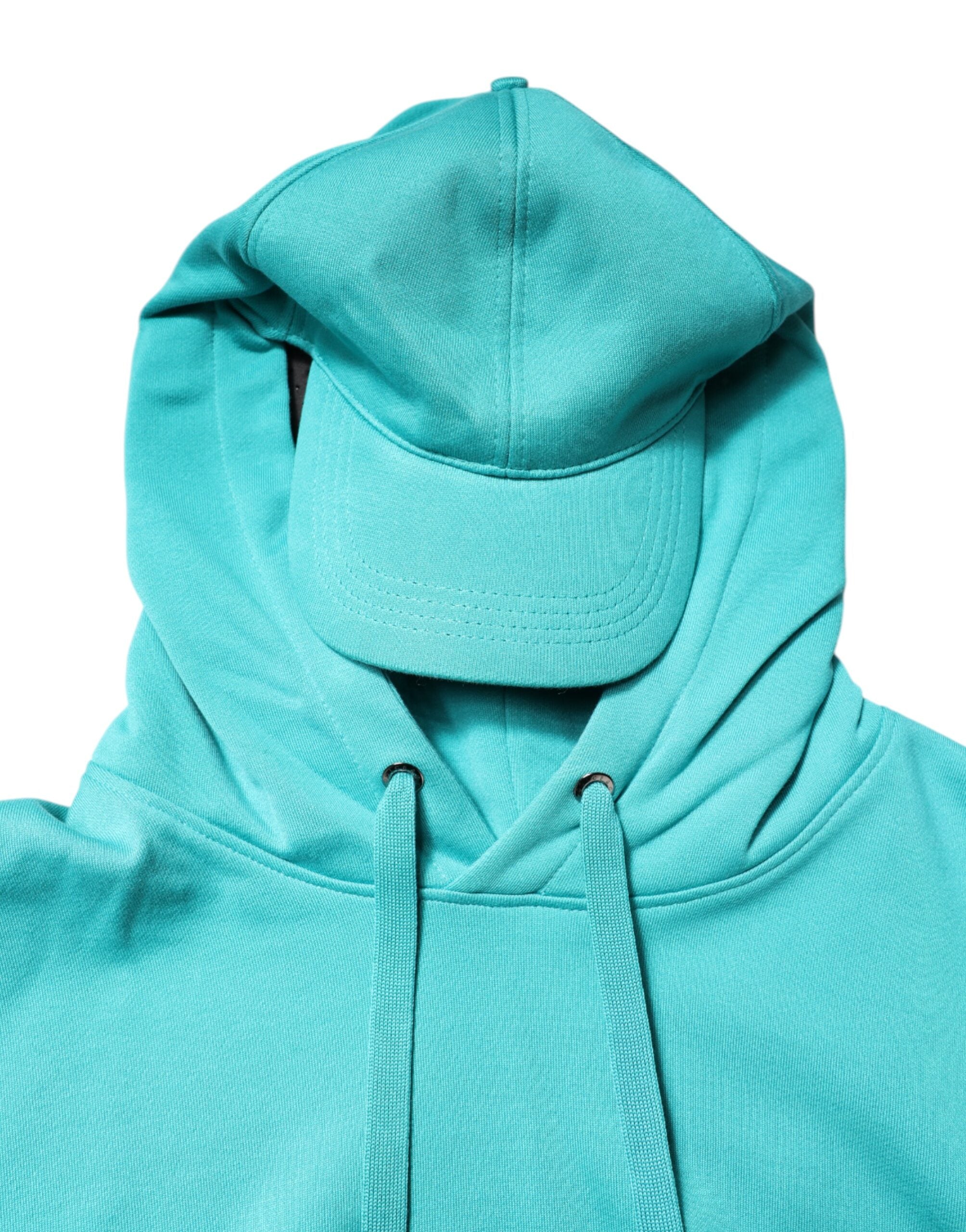 Dolce & Gabbana Green Cotton Hooded Men Sportswear Vest Sweater