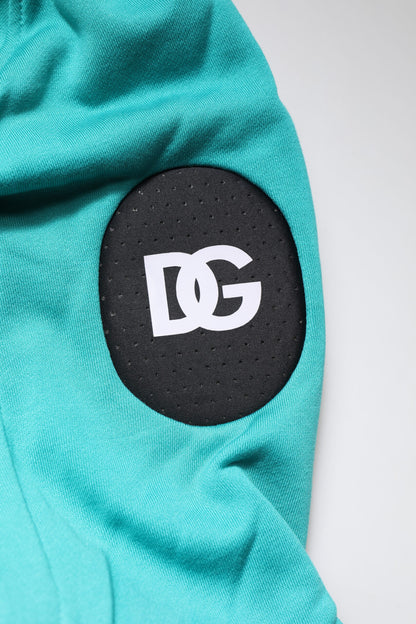 Dolce & Gabbana Green Cotton Hooded Men Sportswear Vest Sweater