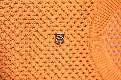 Dolce & Gabbana Orange Cashmere Round Neck Sleeveless T-shirt