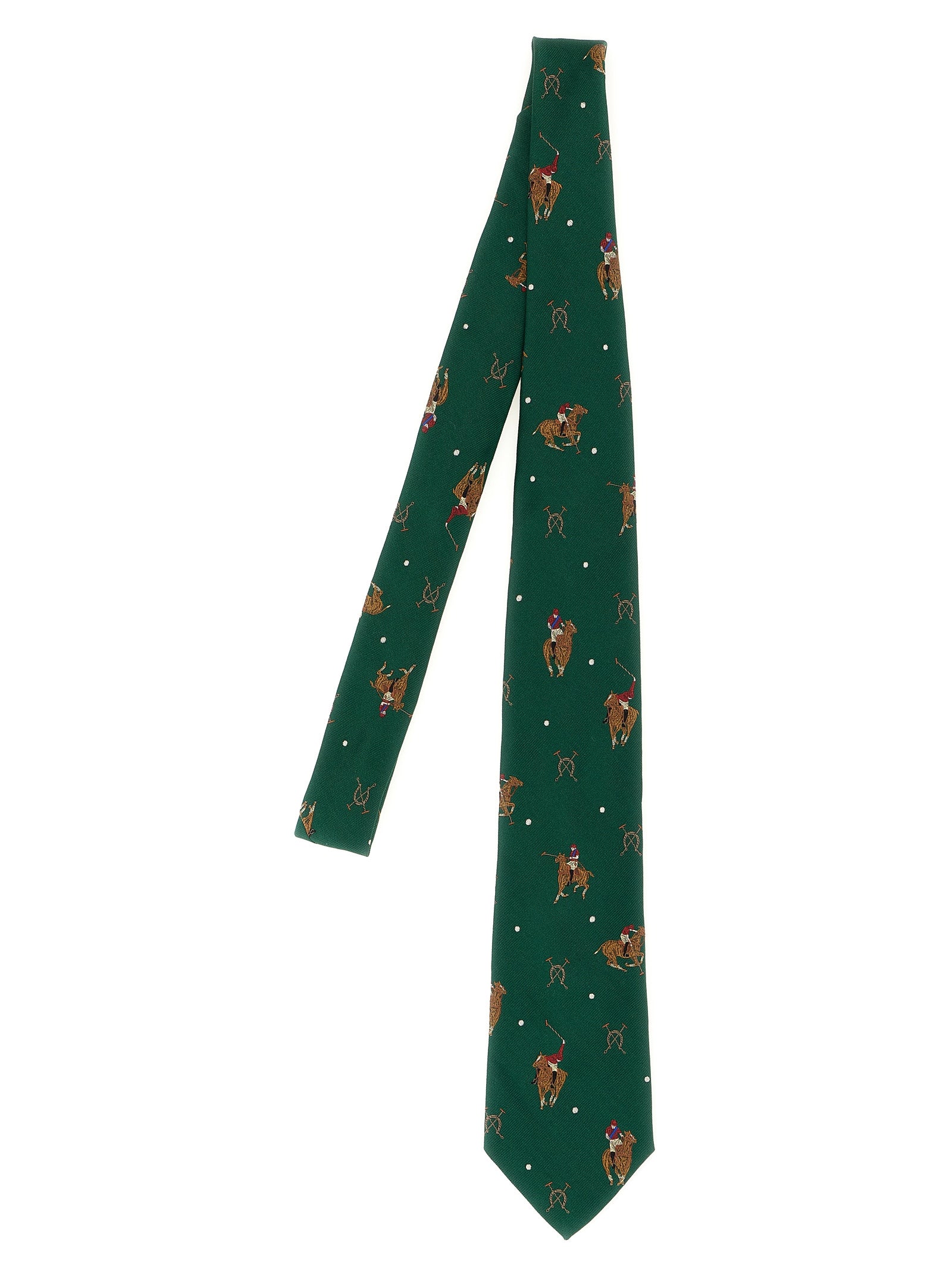Polo Ralph Lauren Equestrian Print Silk Tie Green