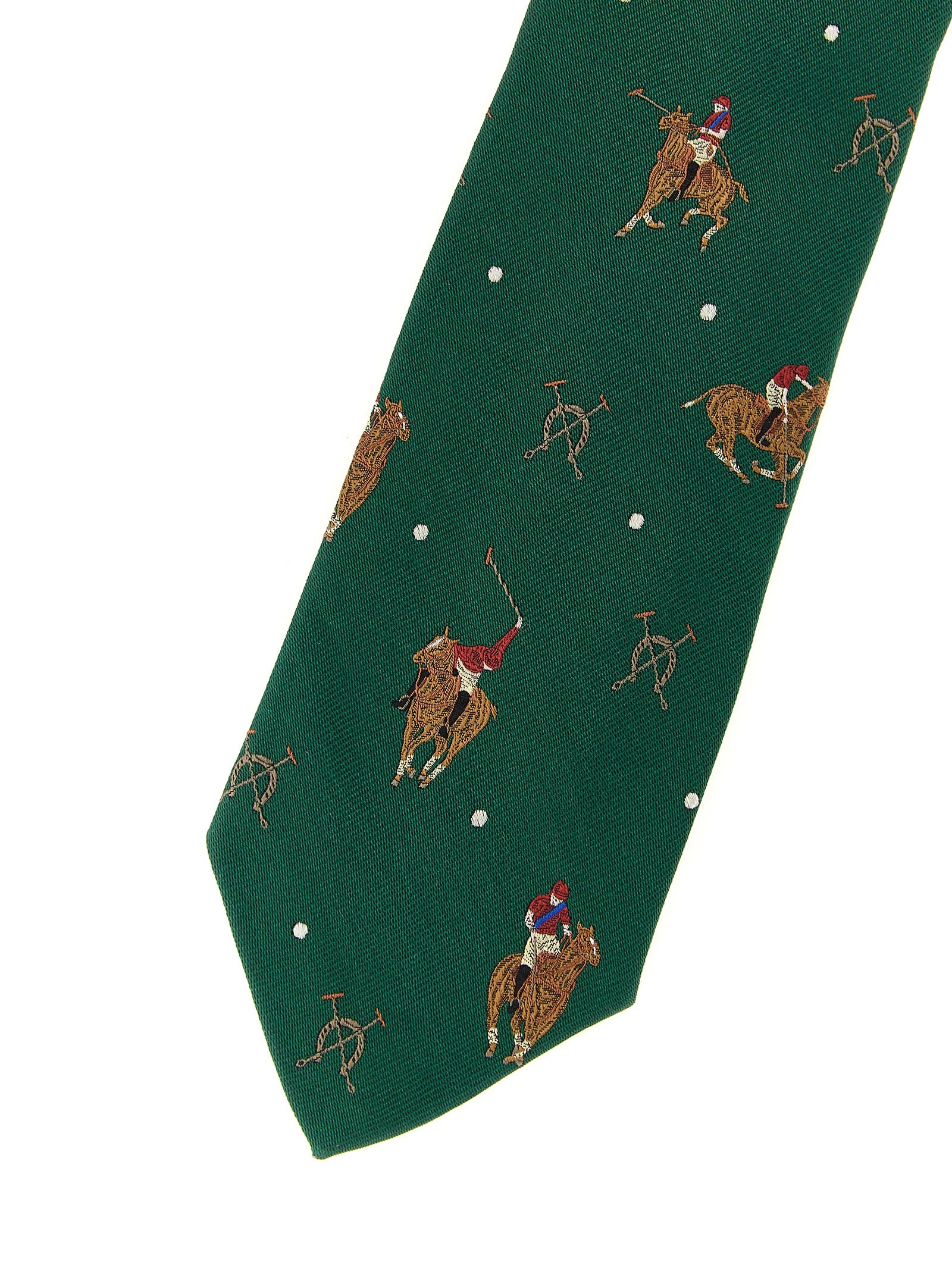 Polo Ralph Lauren Equestrian Print Silk Tie Green-thumbmail-3