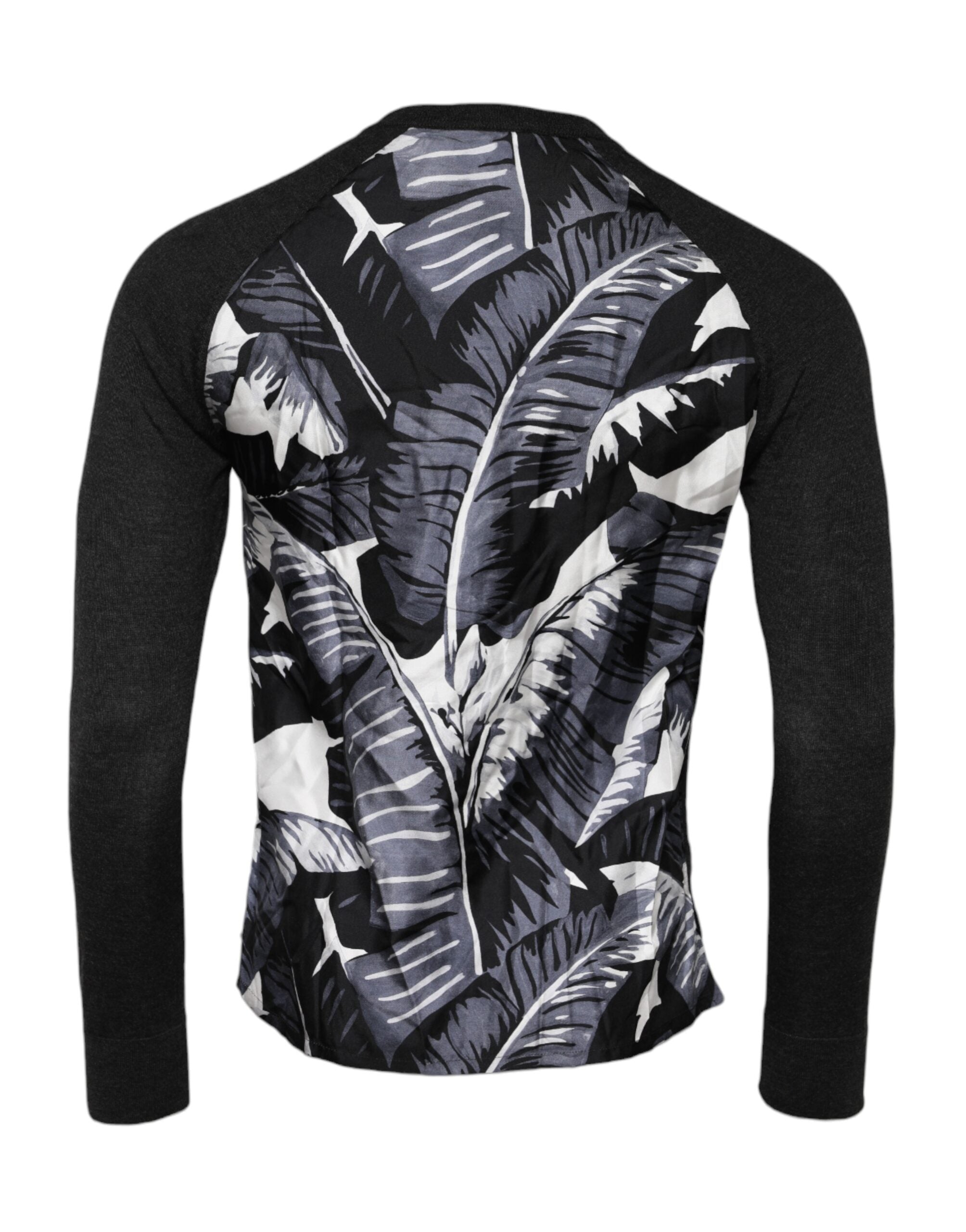 Dolce & Gabbana Black Printed Knitted Men Pullover Sweater