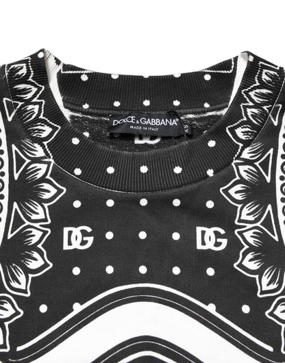 Dolce & Gabbana Black White Bandana Cotton Men Sweatshirt Sweater