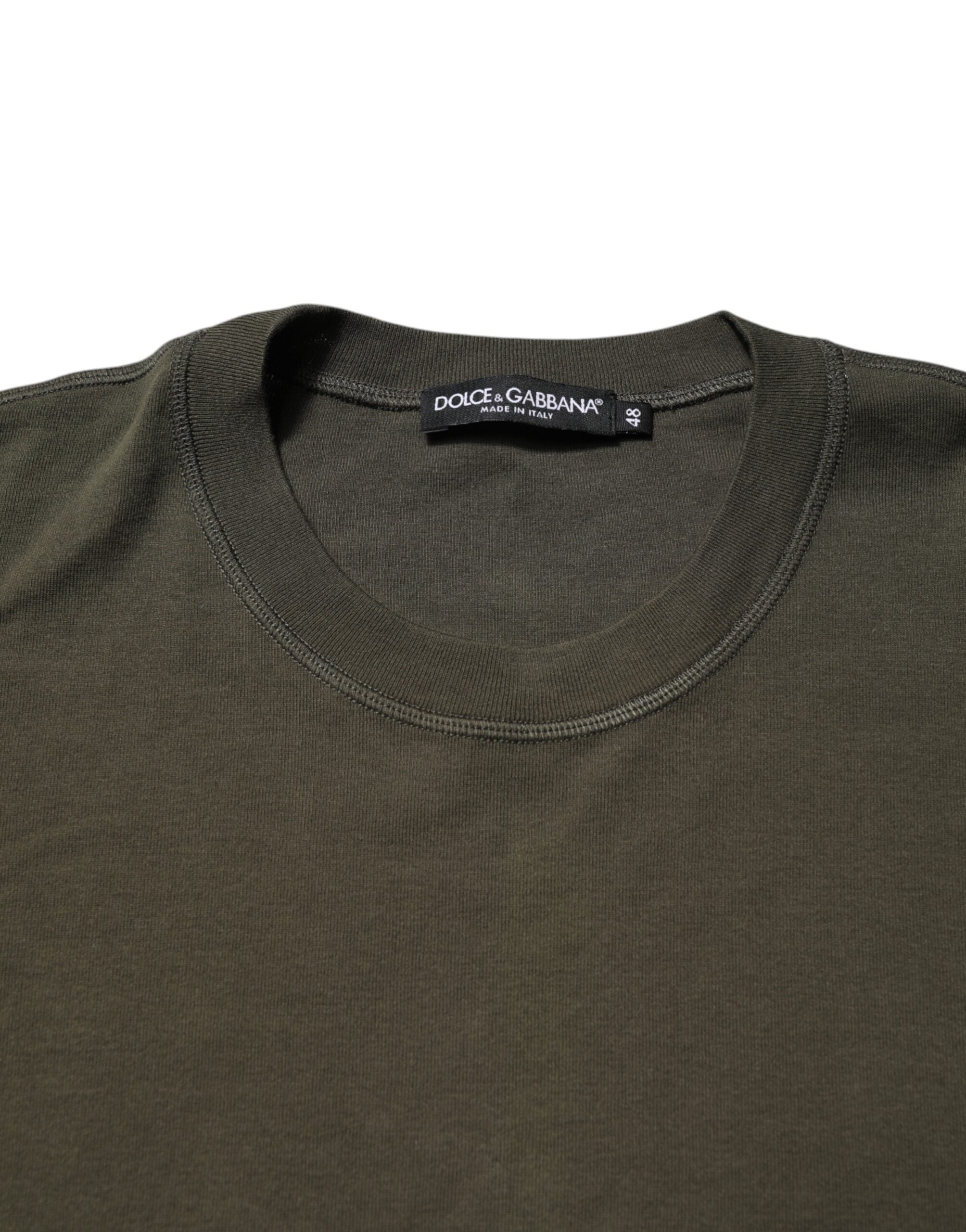 Dolce & Gabbana Dark Green Long Sleeves Crew Neck T-shirt