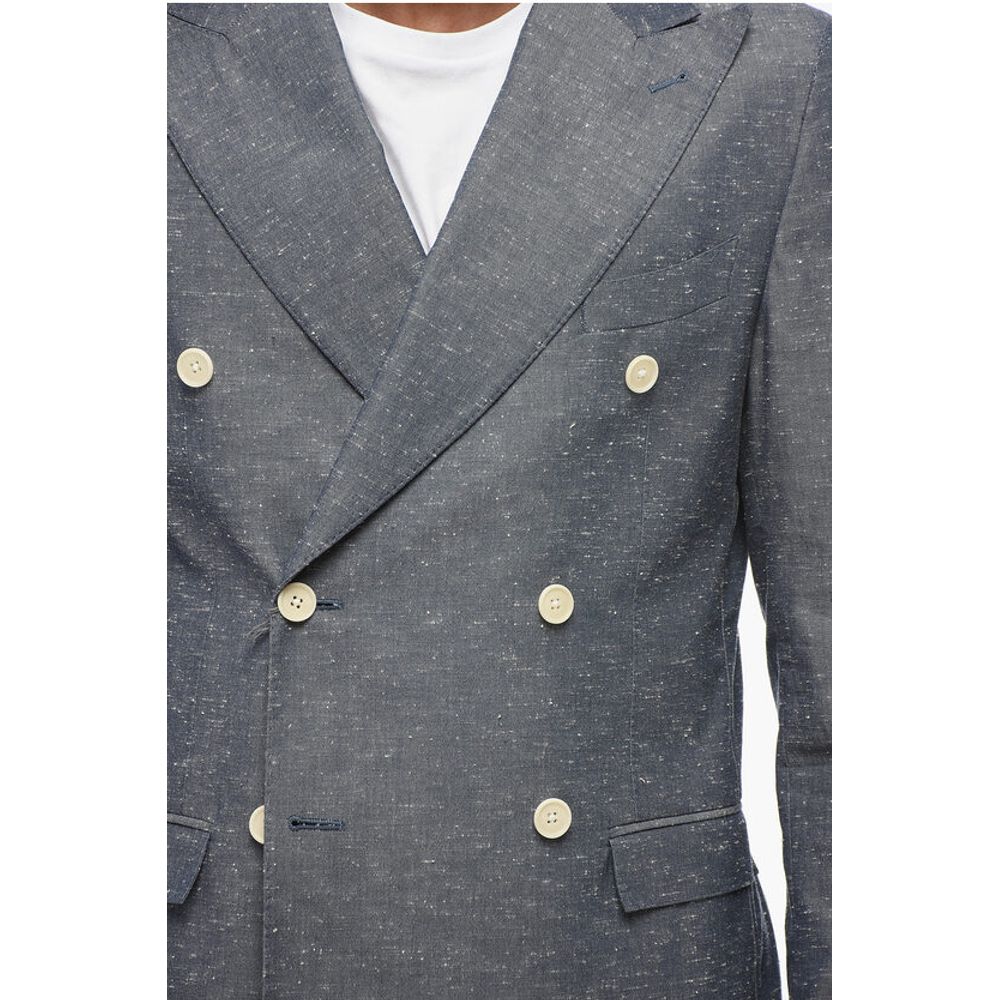 Nino Danieli Side Vents Peak Lapel Double Breasted Blazer