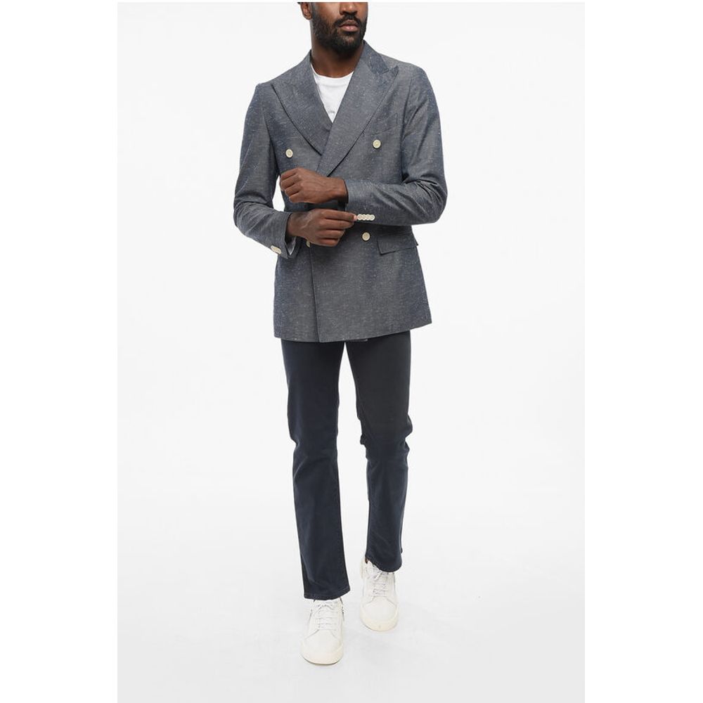 Nino Danieli Side Vents Peak Lapel Double Breasted Blazer