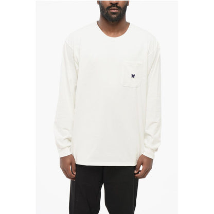 Needles Long Sleeved Crew-neck T-Shirt with Breast Pocket and Butter