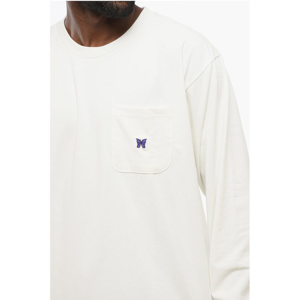 Needles Long Sleeved Crew-neck T-Shirt with Breast Pocket and Butter