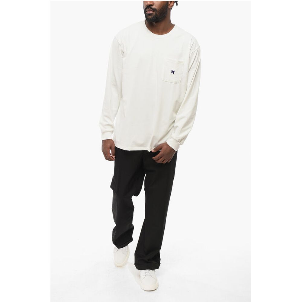 Needles Long Sleeved Crew-neck T-Shirt with Breast Pocket and Butter