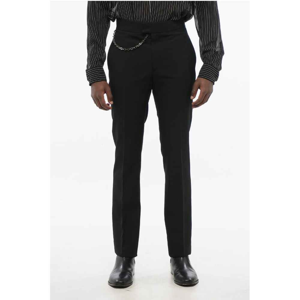 Givenchy 4-Pocketed Virgin Wool Pants with Chain Detail