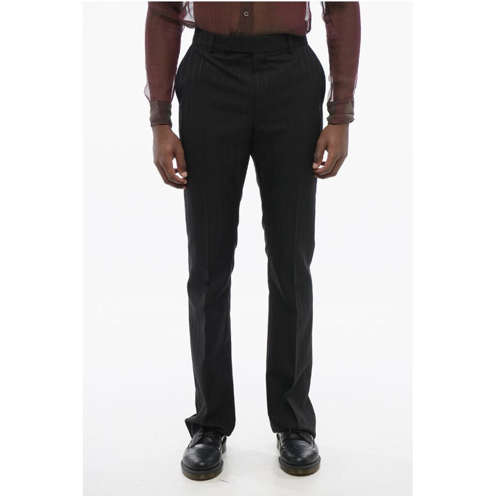 Celine Pinstriped Wool Pants with Hidden Fastening