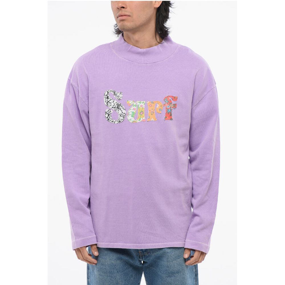 ERL Solid Color Mock-Neck Sweatshirt with Contrasting Patches