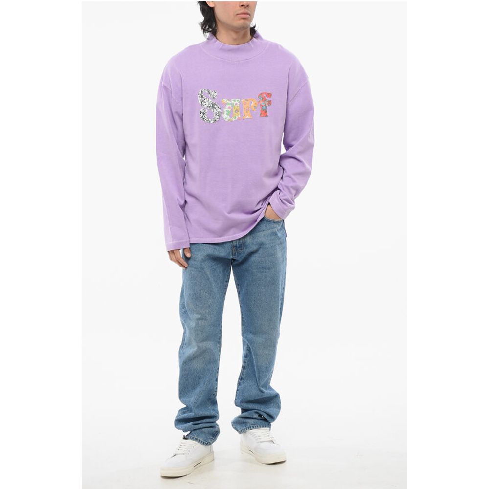 ERL Solid Color Mock-Neck Sweatshirt with Contrasting Patches