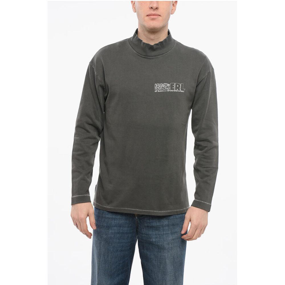 ERL Brushed Cotton Mock-Neck Sweatshirt with Contrasting Print