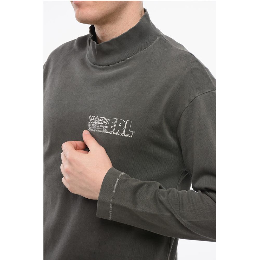 ERL Brushed Cotton Mock-Neck Sweatshirt with Contrasting Print