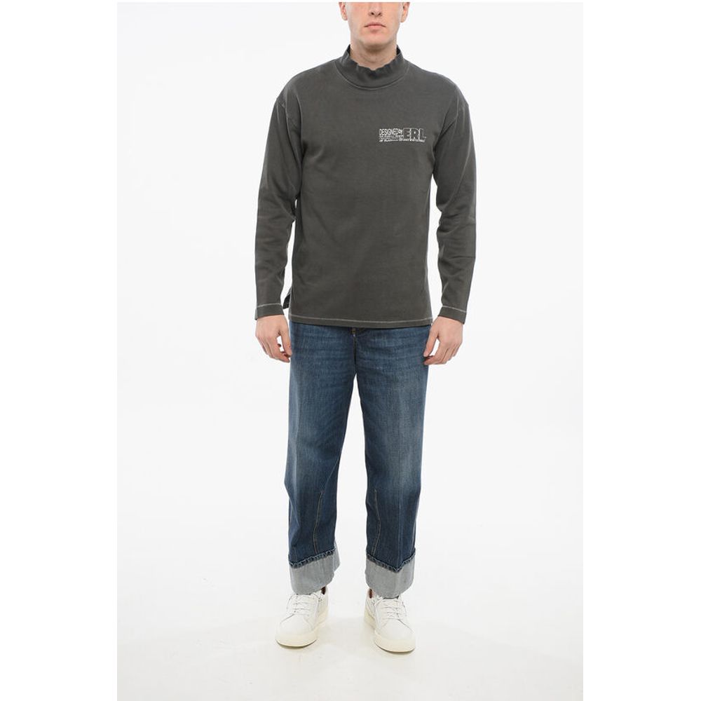 ERL Brushed Cotton Mock-Neck Sweatshirt with Contrasting Print