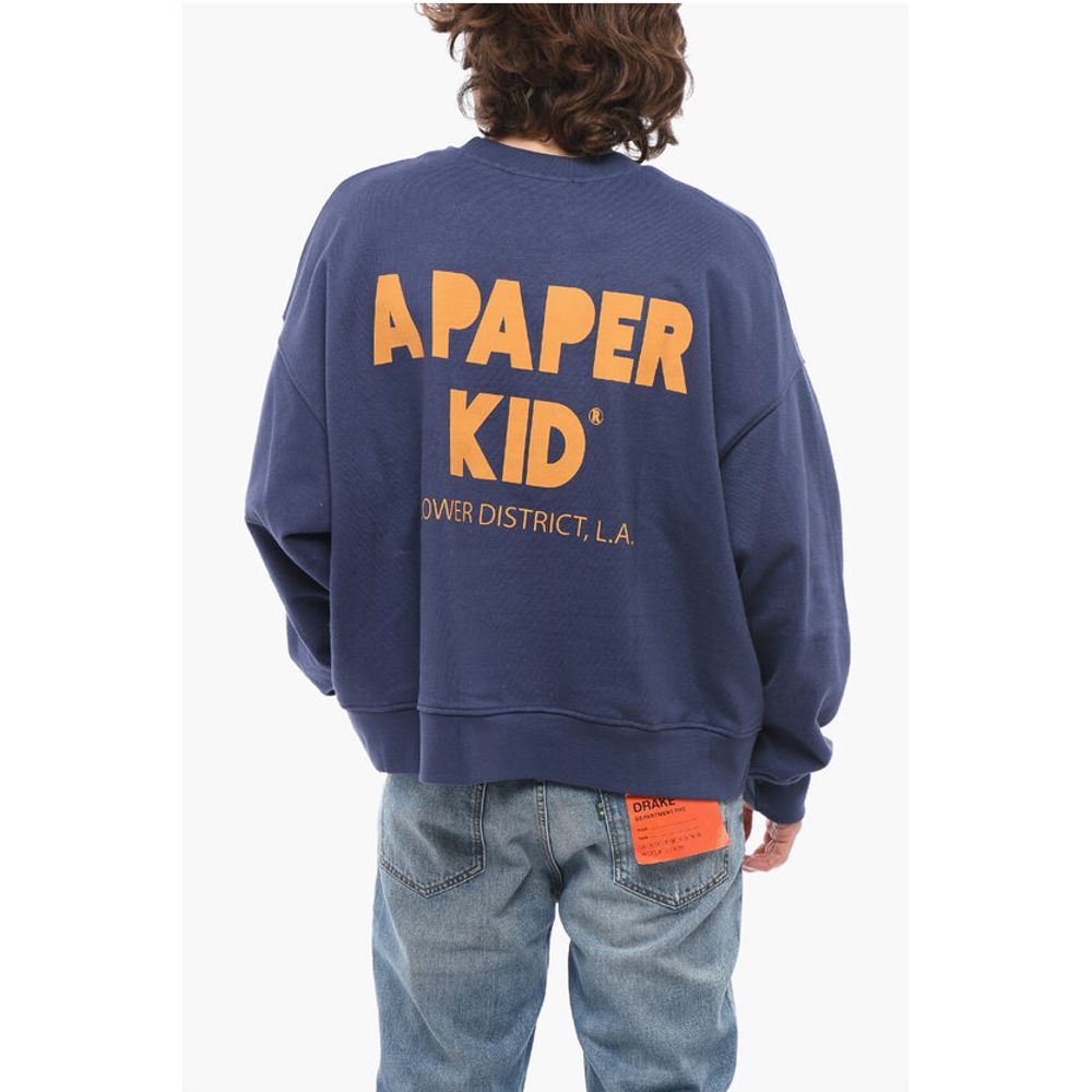 A Paper Kid Brushed Cotton Crew-neck Sweatshirt with Maxi Back Print