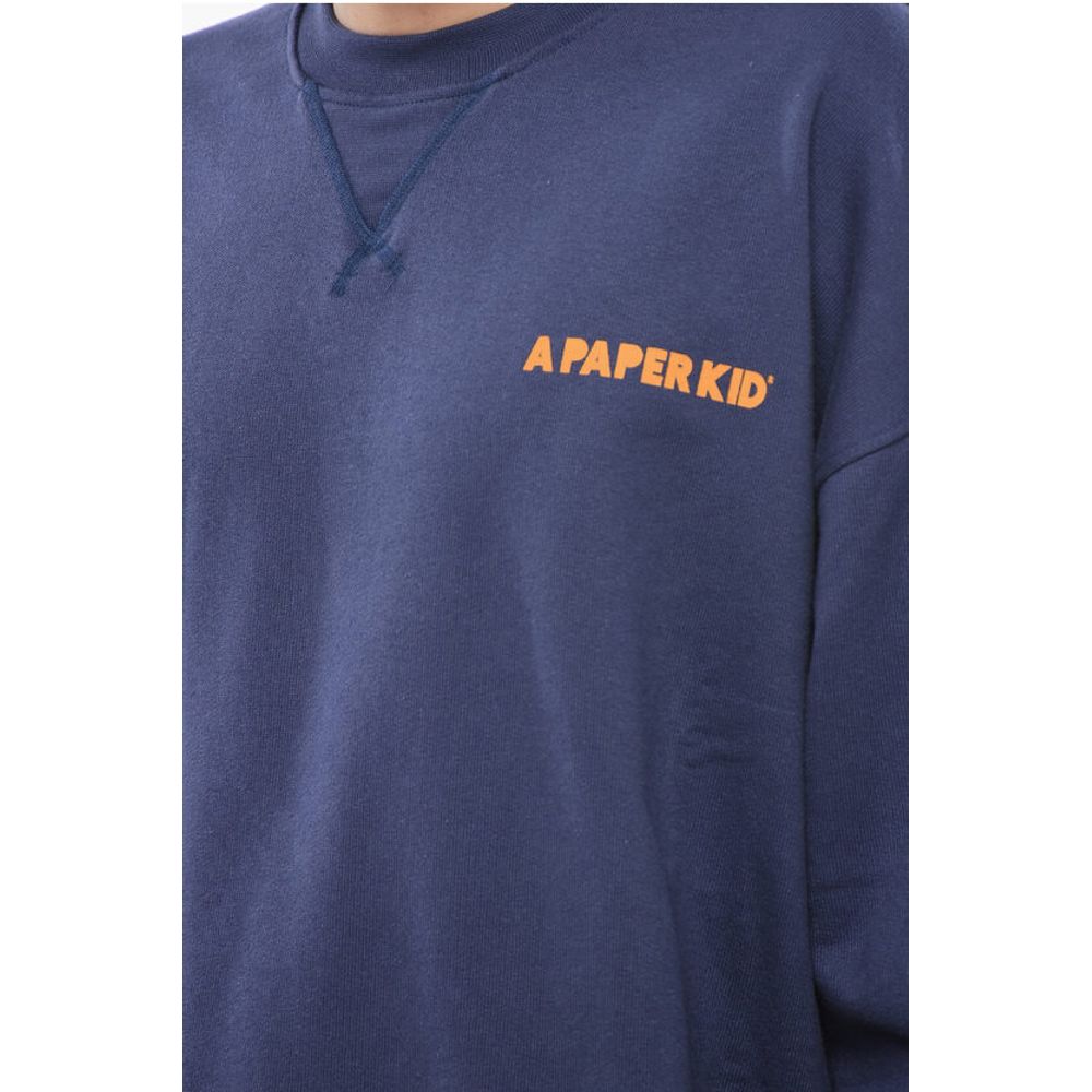A Paper Kid Brushed Cotton Crew-neck Sweatshirt with Maxi Back Print