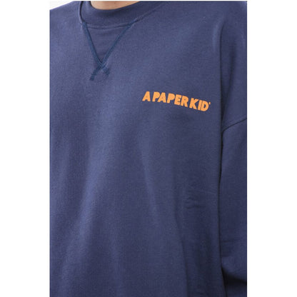 A Paper Kid Brushed Cotton Crew-neck Sweatshirt with Maxi Back Print