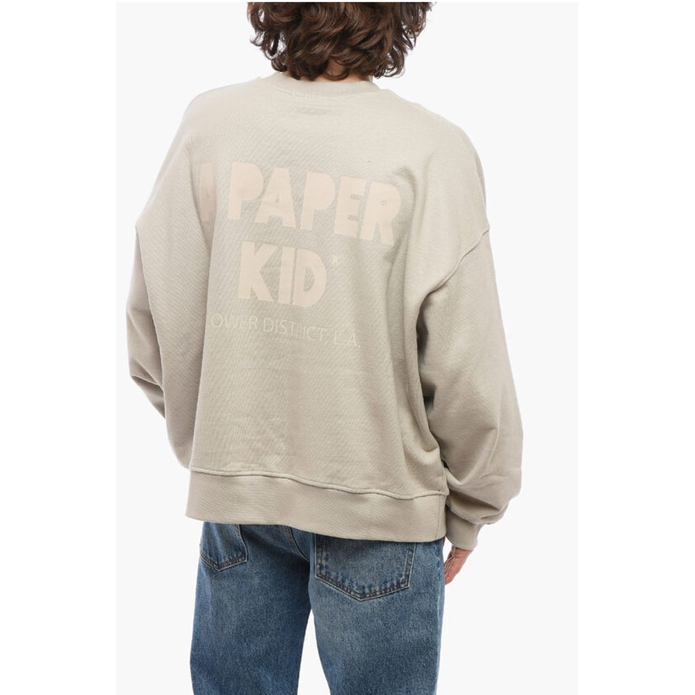 A Paper Kid Brushed Cotton Crew-neck Sweatshirt with Maxi Back Print