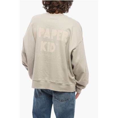 A Paper Kid Brushed Cotton Crew-neck Sweatshirt with Maxi Back Print