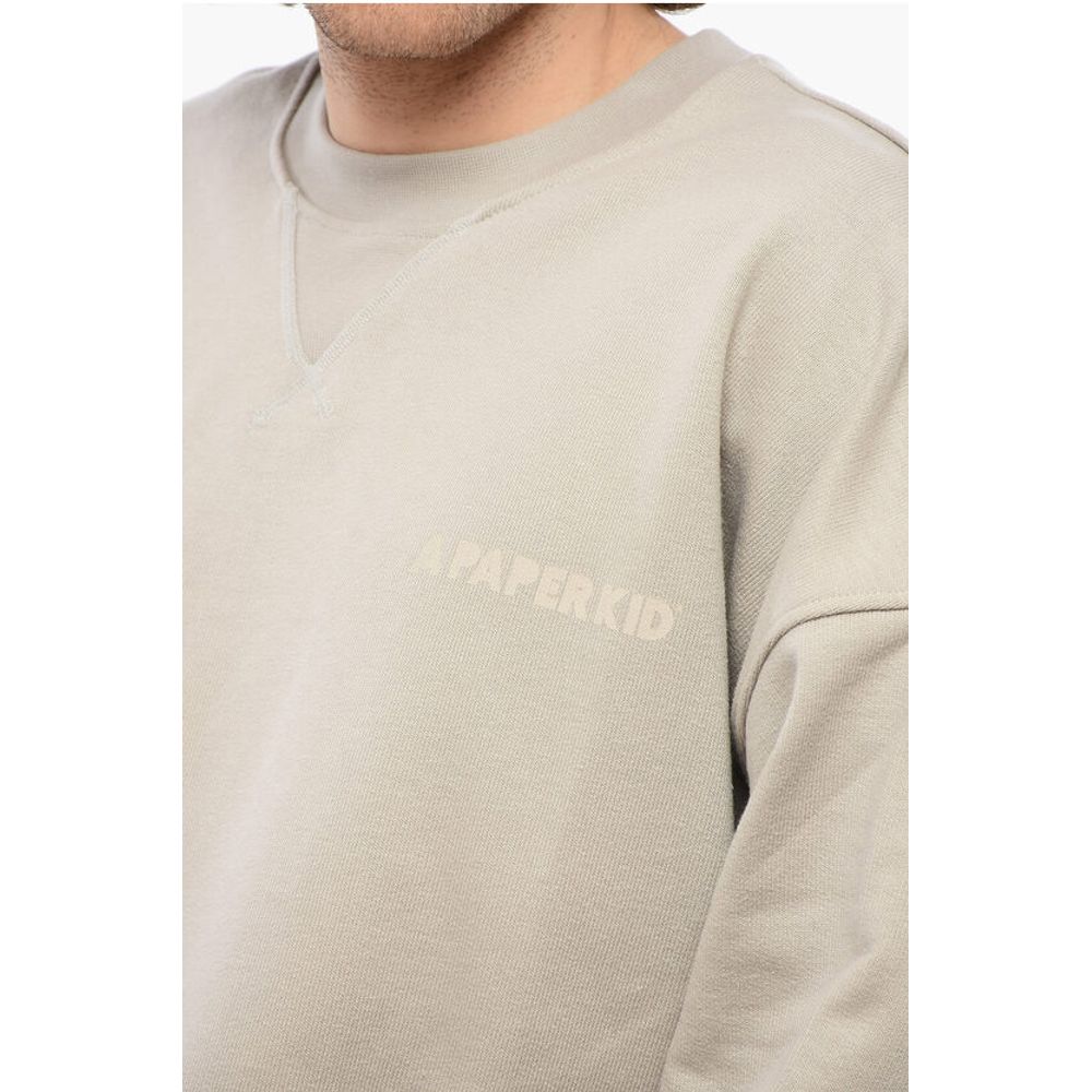 A Paper Kid Brushed Cotton Crew-neck Sweatshirt with Maxi Back Print