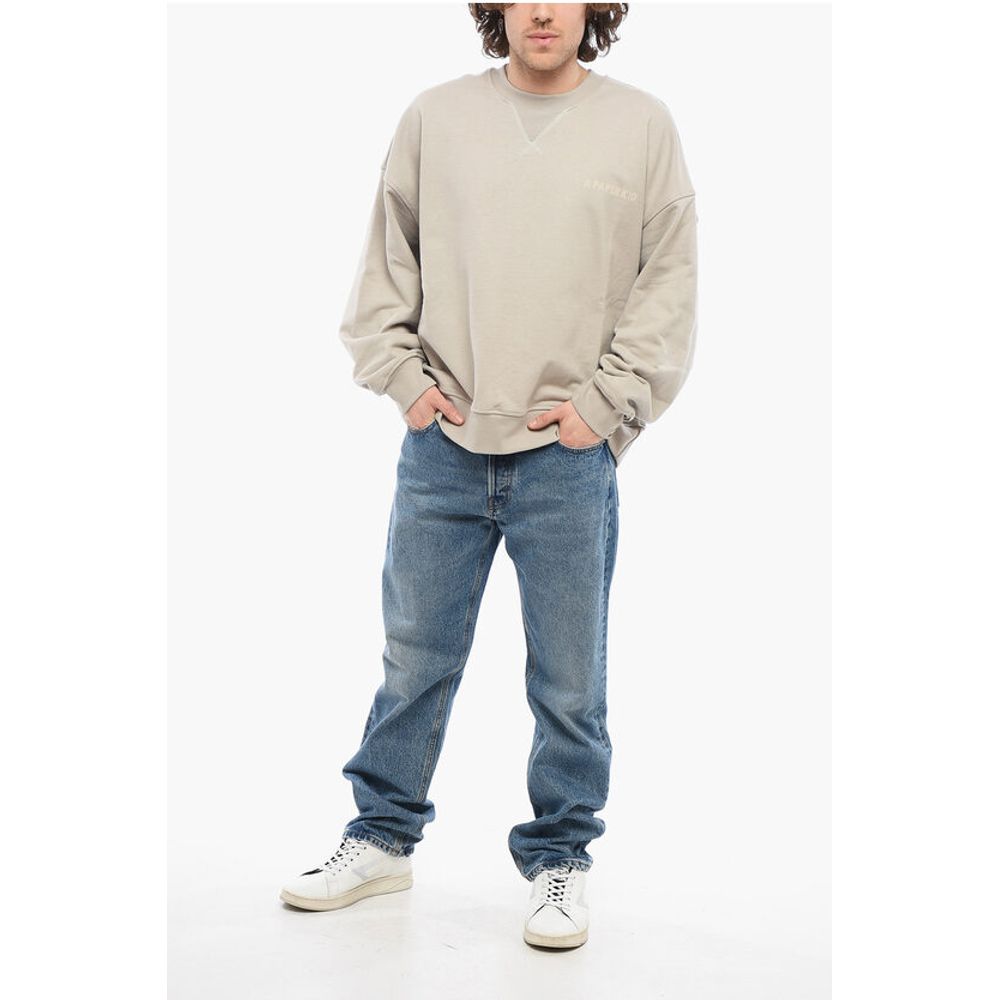 A Paper Kid Brushed Cotton Crew-neck Sweatshirt with Maxi Back Print