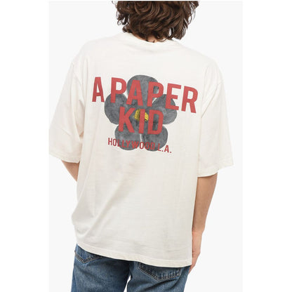 A Paper Kid Cotton Crew-neck T-shirt with Back Print