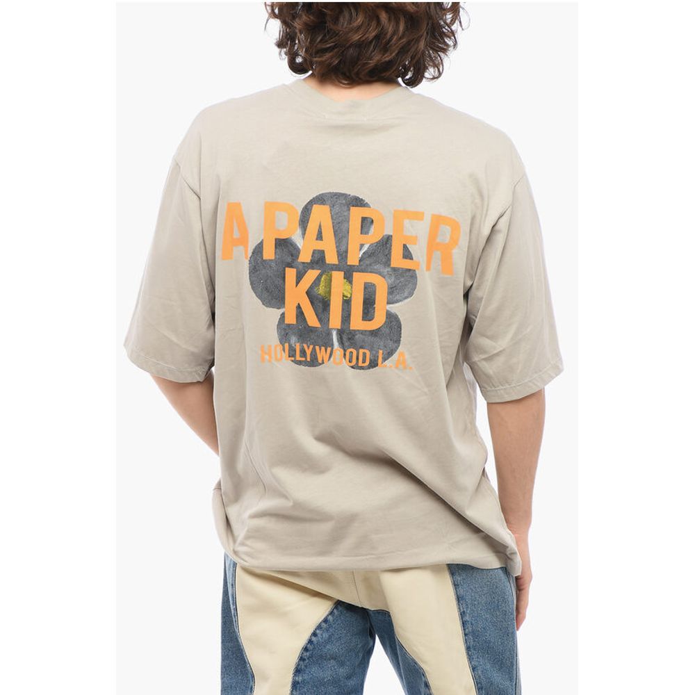 A Paper Kid Cotton Crew-neck T-shirt with Back Print