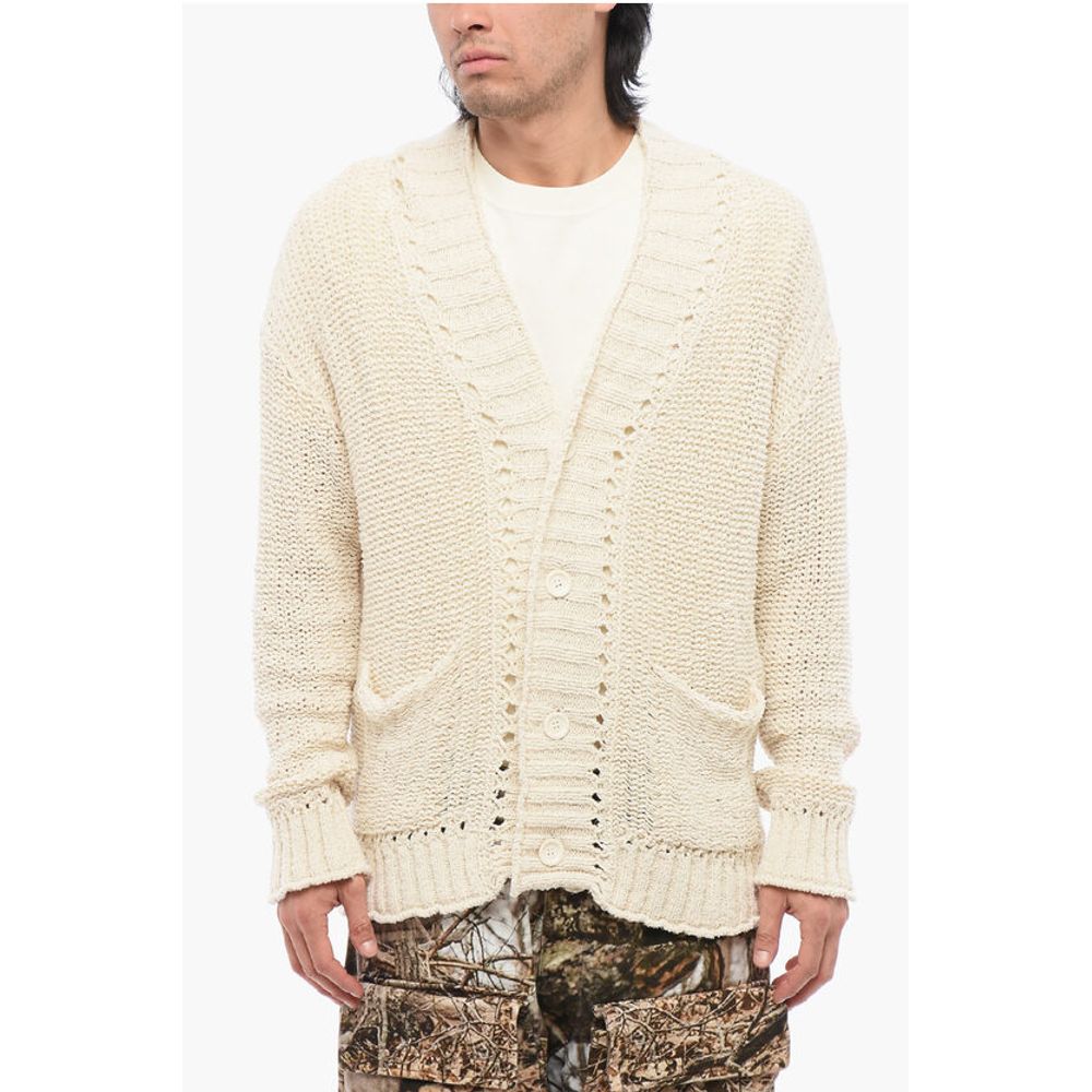 Roberto Collina V-Neck Perforated Cotton Cardigan