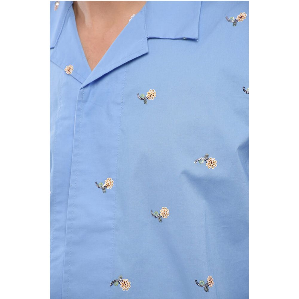 Viktor & Rolf Cotton Blend Bowling Shirt with Sequined Embroideries