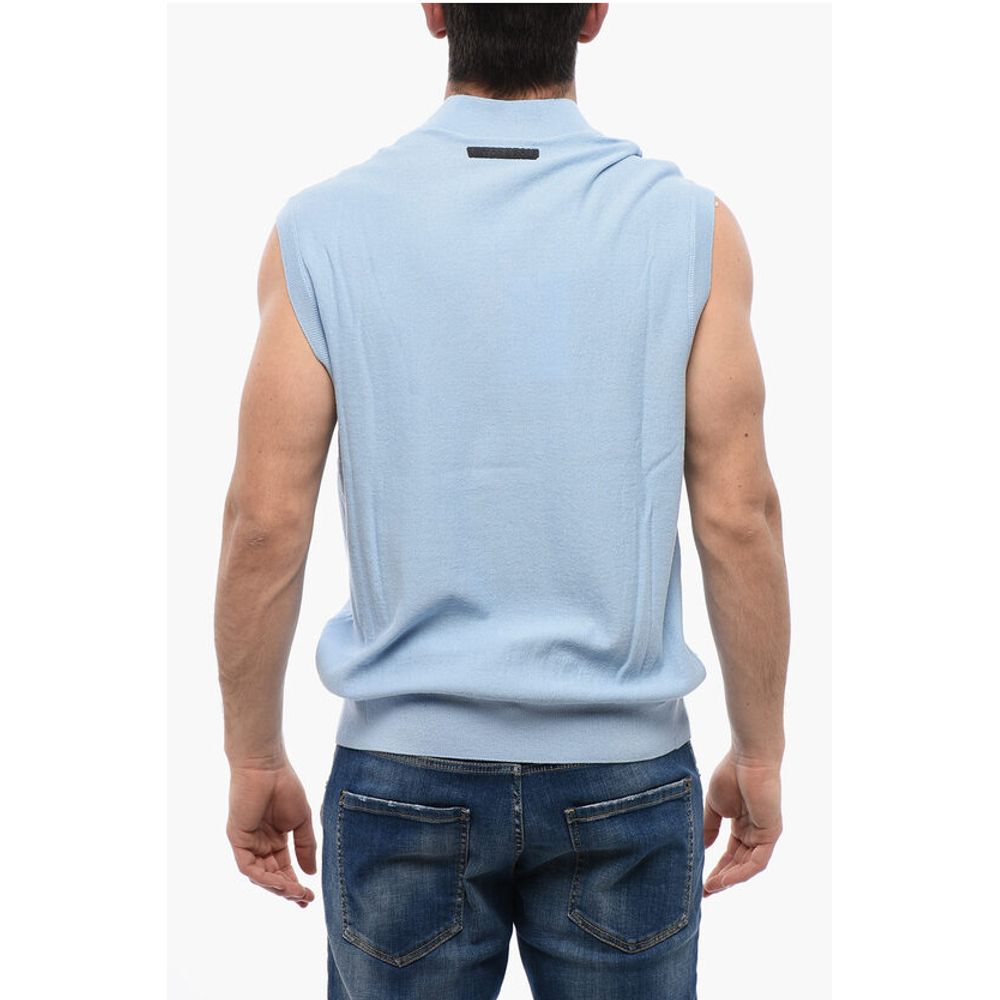 Viktor & Rolf Cable Knit Cotton Blend Vest with V Neck