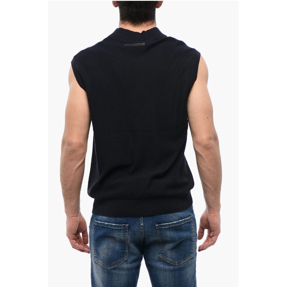 Viktor & Rolf Cable Knit Cotton Blend Vest with V Neck