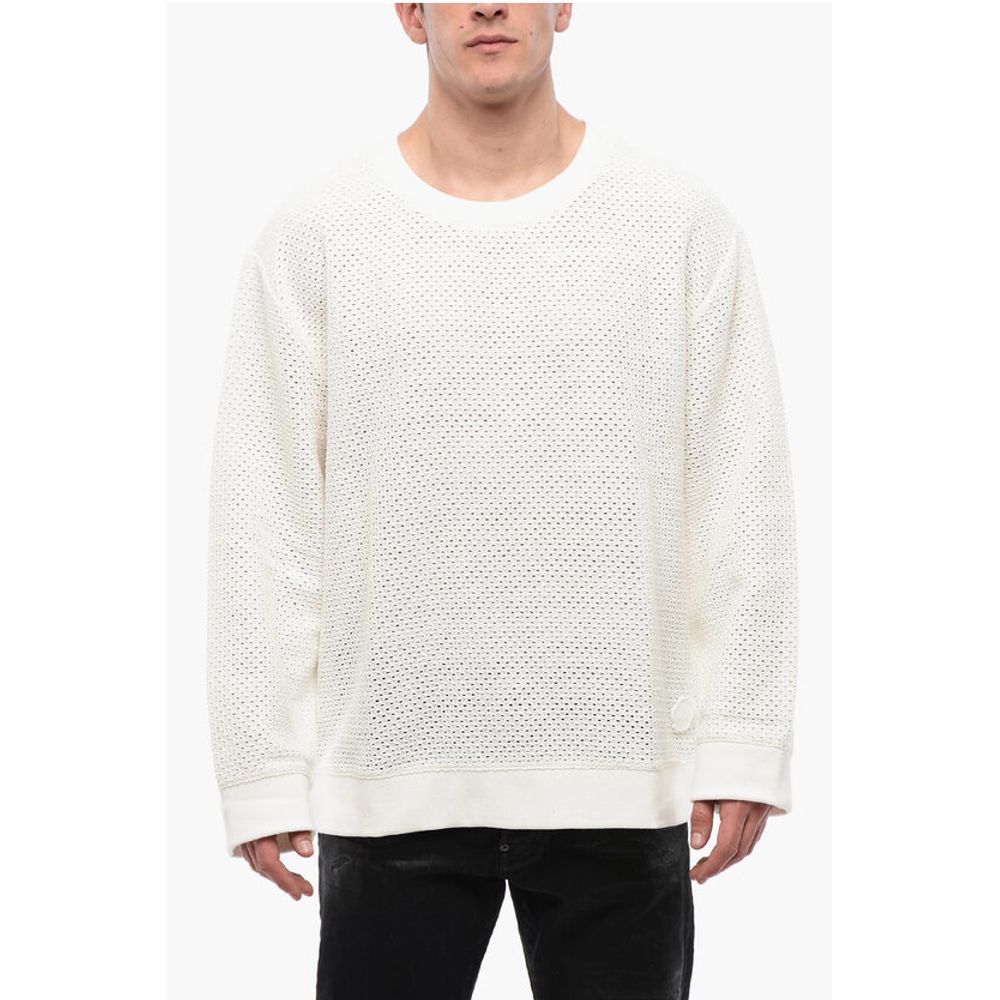 Viktor & Rolf Crew Neck Brushed Cottton Sweatshirt with Crochet Front