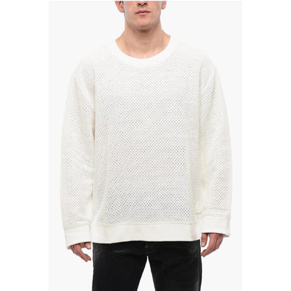 Viktor & Rolf Crew Neck Brushed Cottton Sweatshirt with Crochet Front
