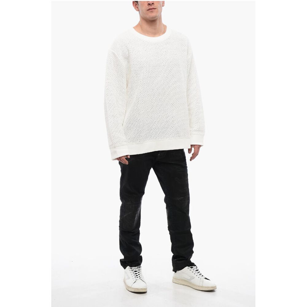 Viktor & Rolf Crew Neck Brushed Cottton Sweatshirt with Crochet Front