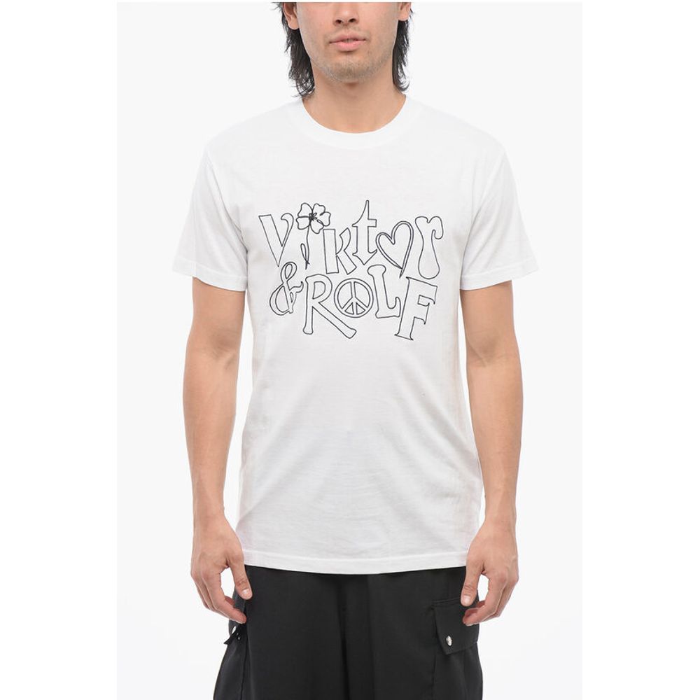 Viktor & Rolf Crew Neck Cotton T-Shirt with Embroidered Logo