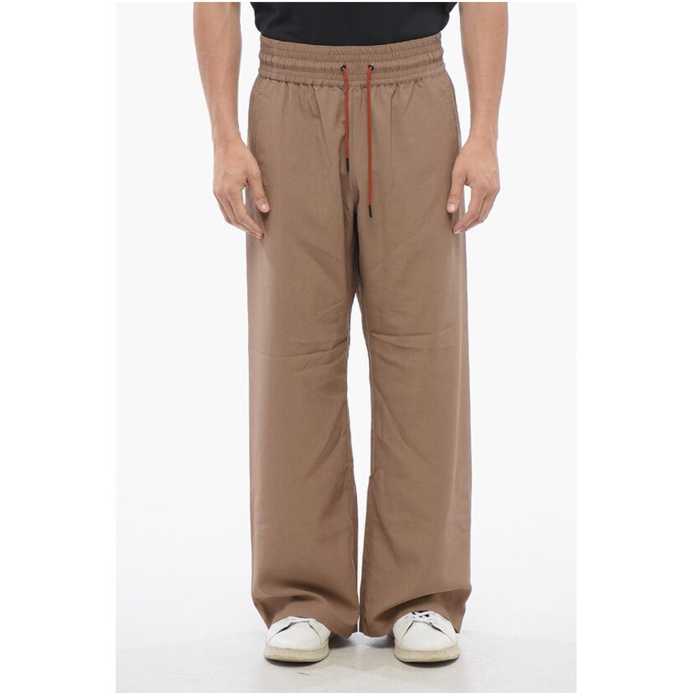Viktor & Rolf Cotton Blend Wide Leg Pants with Drawstring