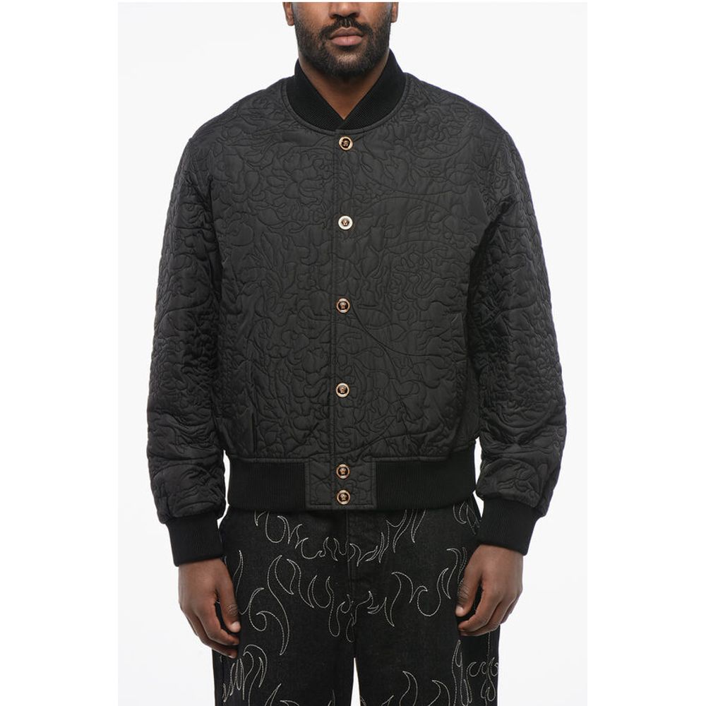 Versace Quilted BAROCCO Bomber Jacket with Jewel Buttons