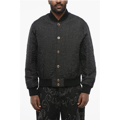 Versace Quilted BAROCCO Bomber Jacket with Jewel Buttons