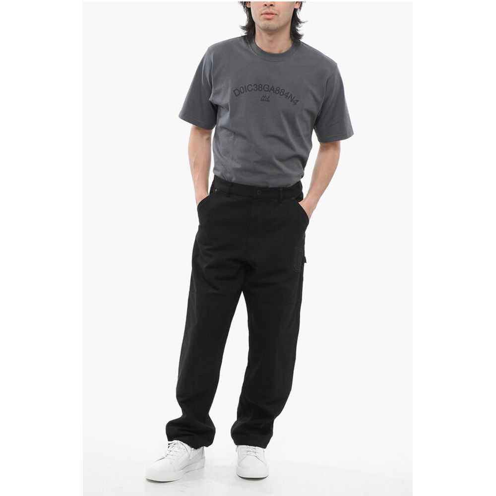 Moncler Cotton Pants with Embroidered Logo