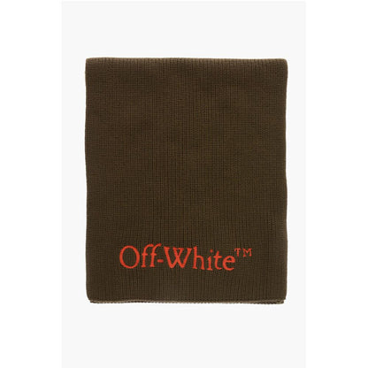 Off-White Virgin Wool Scarf With Contrast Embroidery Logo