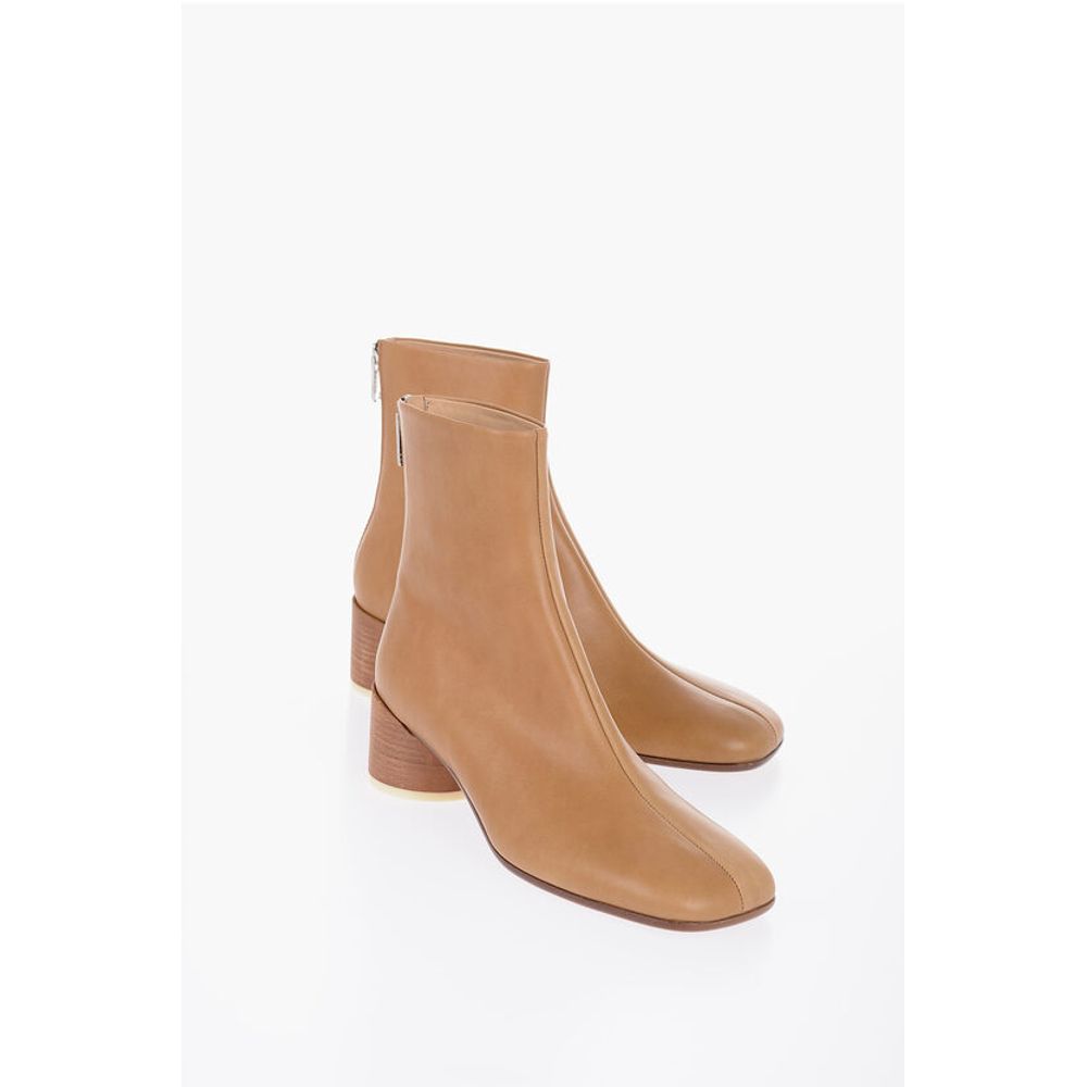 Maison Margiela MM6 Leather Booties With 6 cm Heel