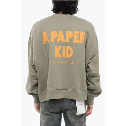 A Paper Kid Brushed Cotton Crew-neck Sweatshirt with Printed Logo