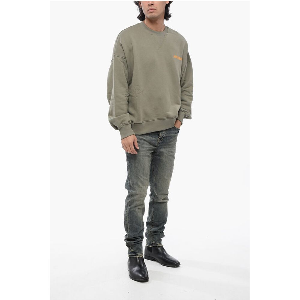 A Paper Kid Brushed Cotton Crew-neck Sweatshirt with Printed Logo