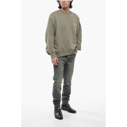 A Paper Kid Brushed Cotton Crew-neck Sweatshirt with Printed Logo